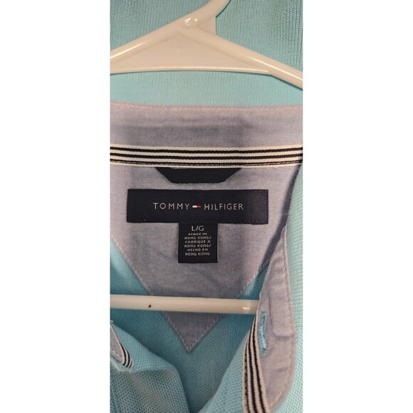 Tommy Hilfiger Polo Shirt Men’s Large Light Blue Short Sleeve New Without Tag - Picture 2 of 3
